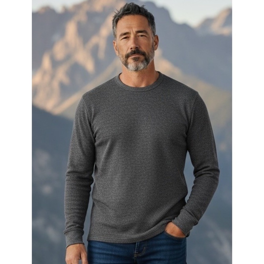 Taylor Stitch The Evans Crew in Charcoal Birdseye Wool 42 Large Preppy
